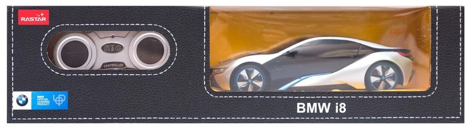 BMW I8 R/C mastelis 1:24 Rastar 48400 sidabrinis nuotoliniu būdu valdomas automobilis