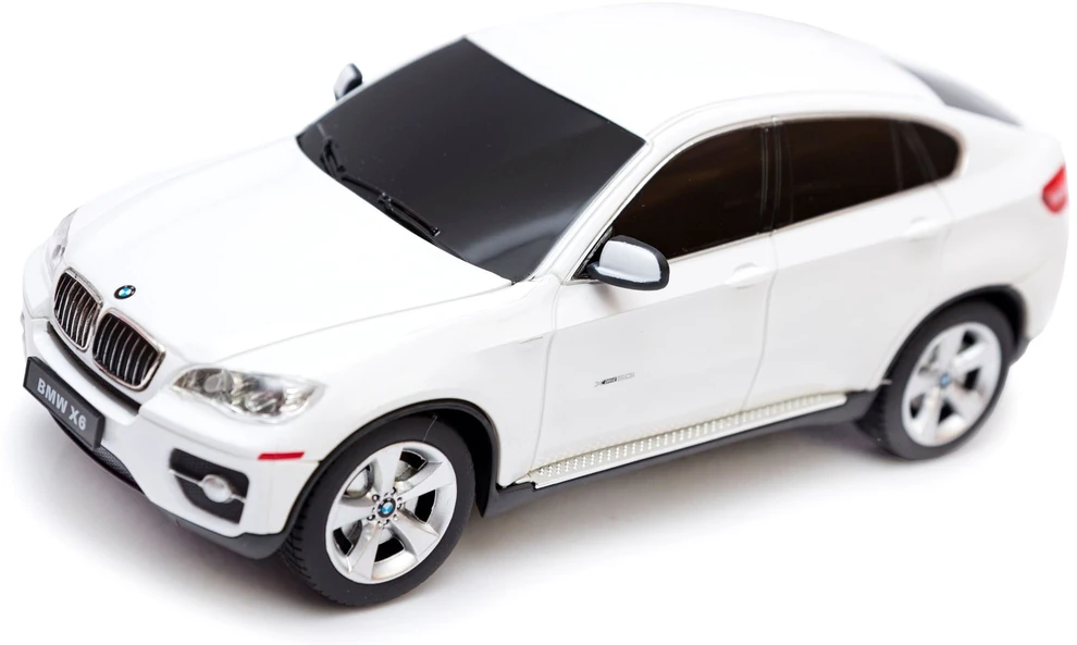 BMW X6 mastelio 1:24 Rastar 31700 valdomas baltas automobilis