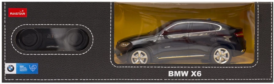 BMW X6 mastelio 1:24 Rastar 31700 valdomas juodas automobilis