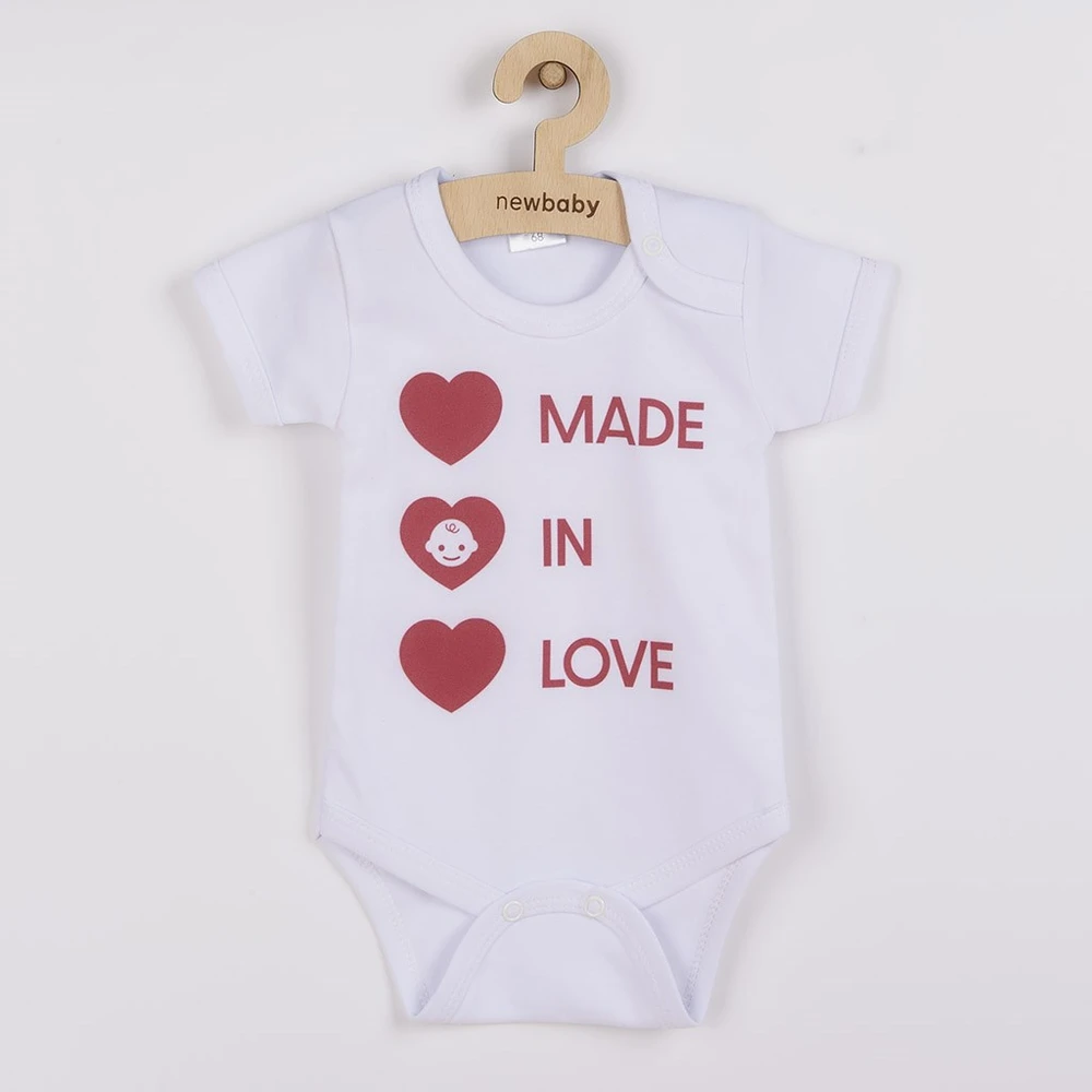 Bodis su spaudiniu New Baby MADE IN LOVE, dydis 86 (12-18 mėn.)