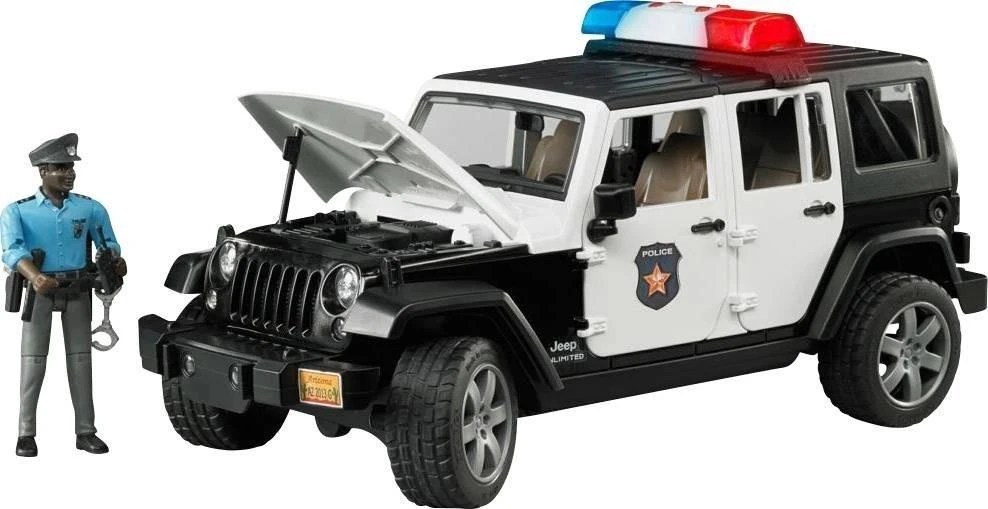 BRUDER policijos džipas Wrangler, su policininku ir priedais, 2526