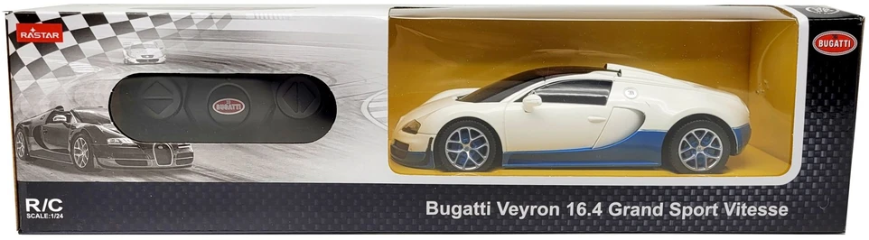Bugatti Veyron Grand Sport mastelio 1:24 Rastar 47000 valdomas baltas automobilis
