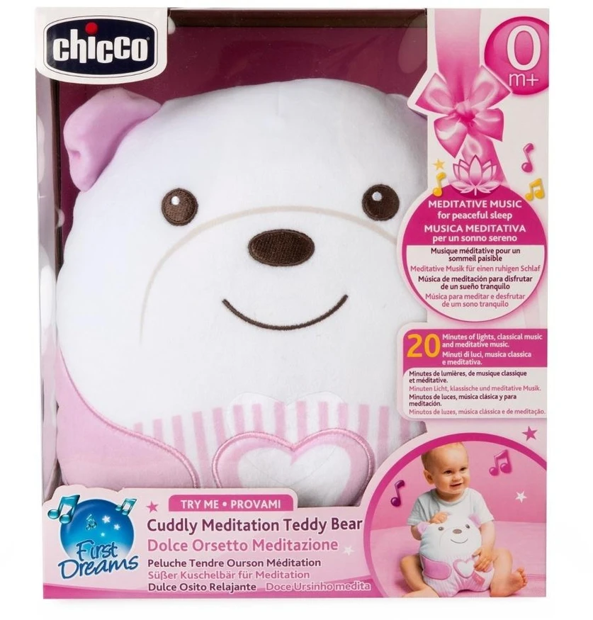 Chicco Minkštas rožinis pliušinis meškiukas Brzuszek