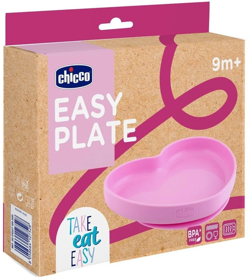 Chicco Silikoninė širdies formos lėkštutė rožinė 9m+