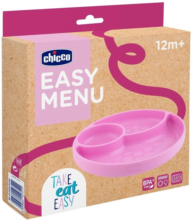 CHICCO 00010216100000 Silikoninė lėkštė 3 šviesų mergaitė