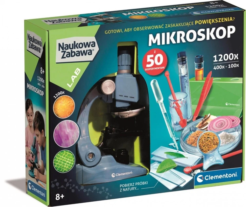 Clementoni Edukacinis mikroskopas su 1200x didinimu ir telefono laikikliu