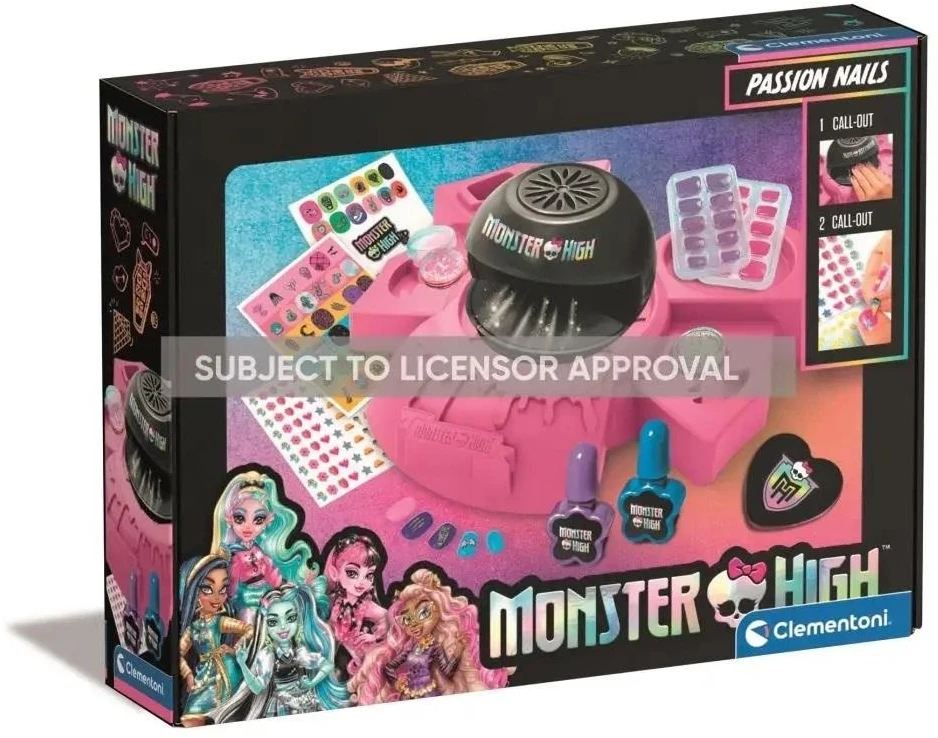 Clementoni Vaikiškų nagų lakų rinkinys Monster High su džiovintuvu