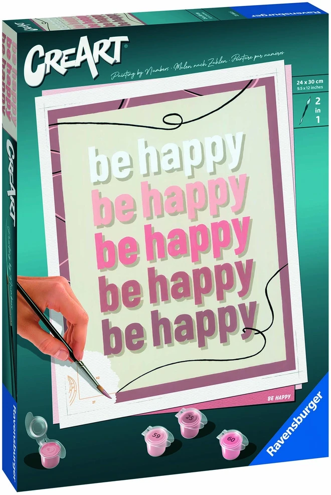 Tapymas pagal skaičius CreArt Be Happy 23544 Ravensburger