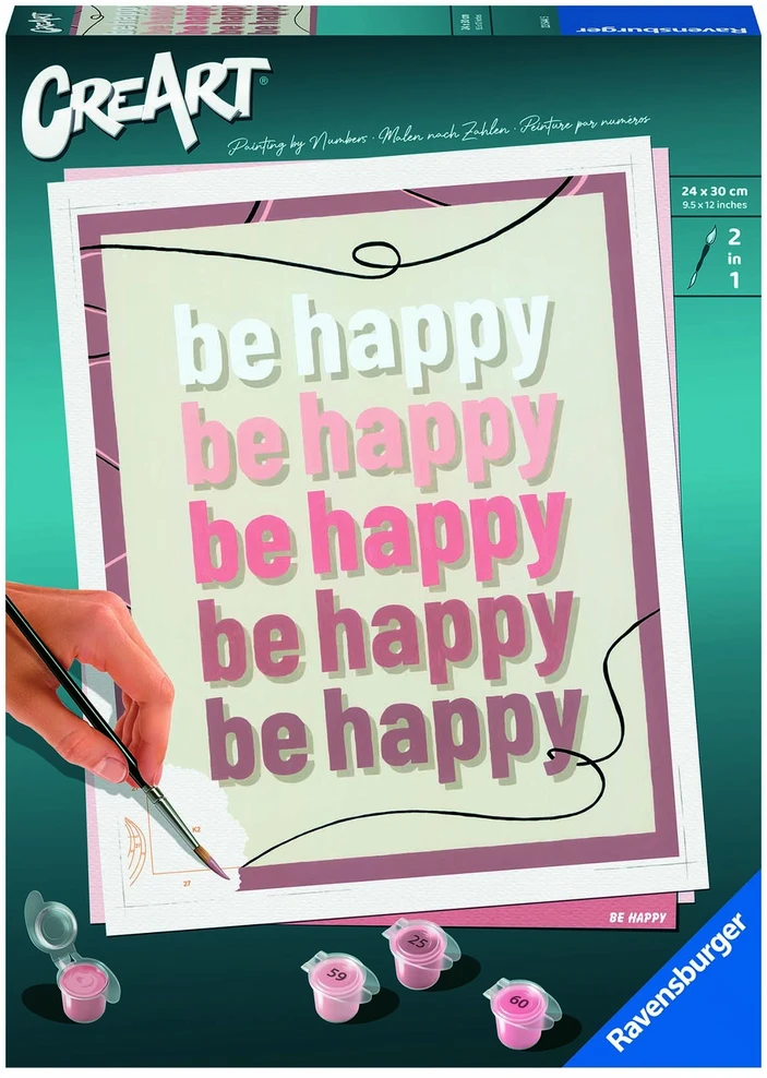 Tapymas pagal skaičius CreArt Be Happy 23544 Ravensburger