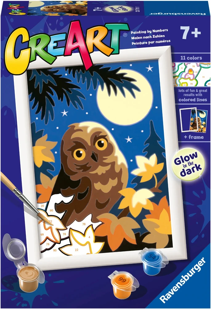 Piešimo pagal skaičius rinkinys CreArt Ravensburger 23711 Pelėda naktį