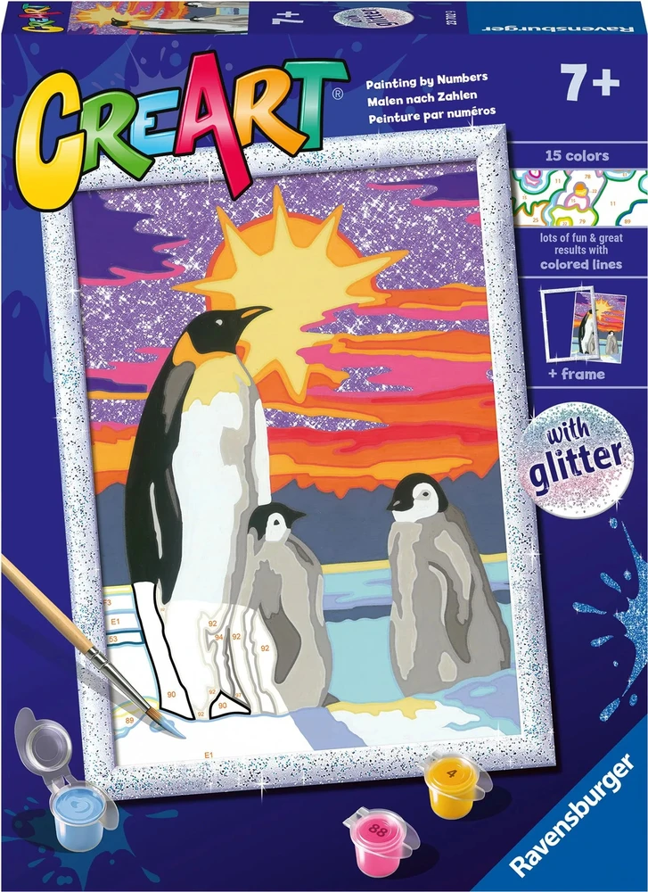 Piešimo pagal skaičius rinkinys CreArt Ravensburger 23702 Penguin Pals