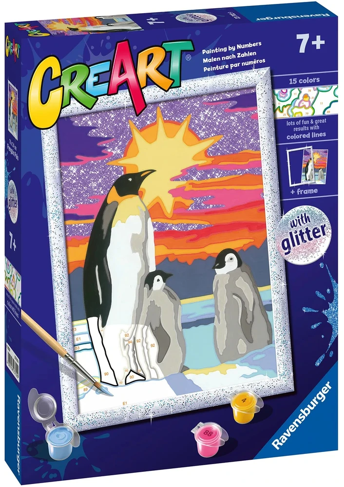 Piešimo pagal skaičius rinkinys CreArt Ravensburger 23702 Penguin Pals