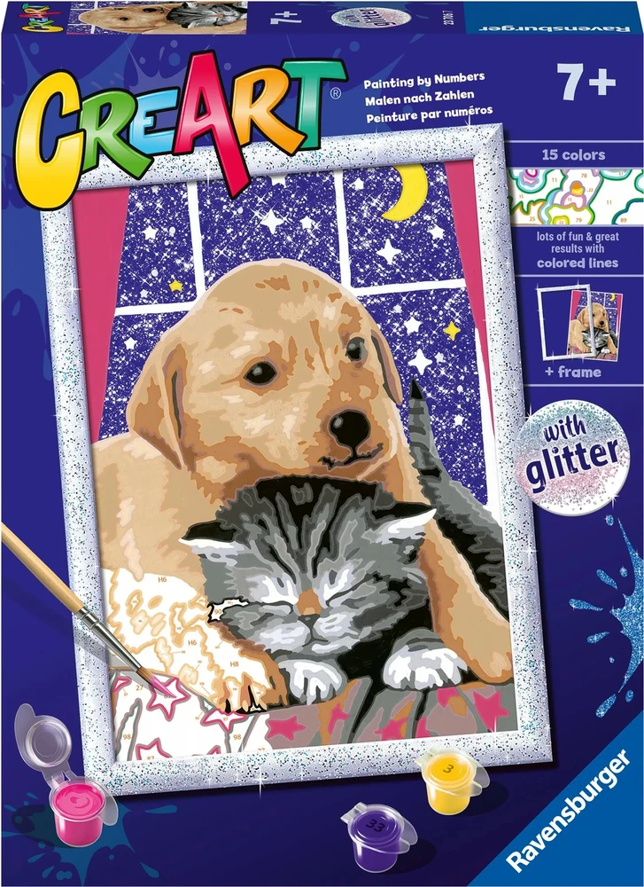 Piešimo pagal skaičius rinkinys CreArt Ravensburger 23706 Fluffy Friends