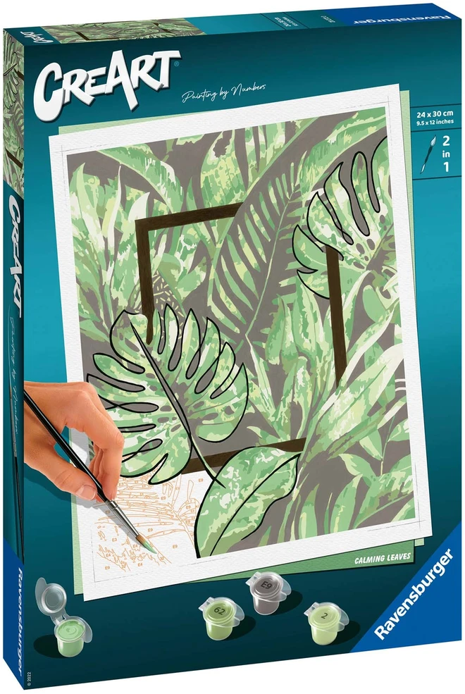 Tapymas pagal skaičius CreArt Calming Leaves 20272 Ravensburger 30x24cm