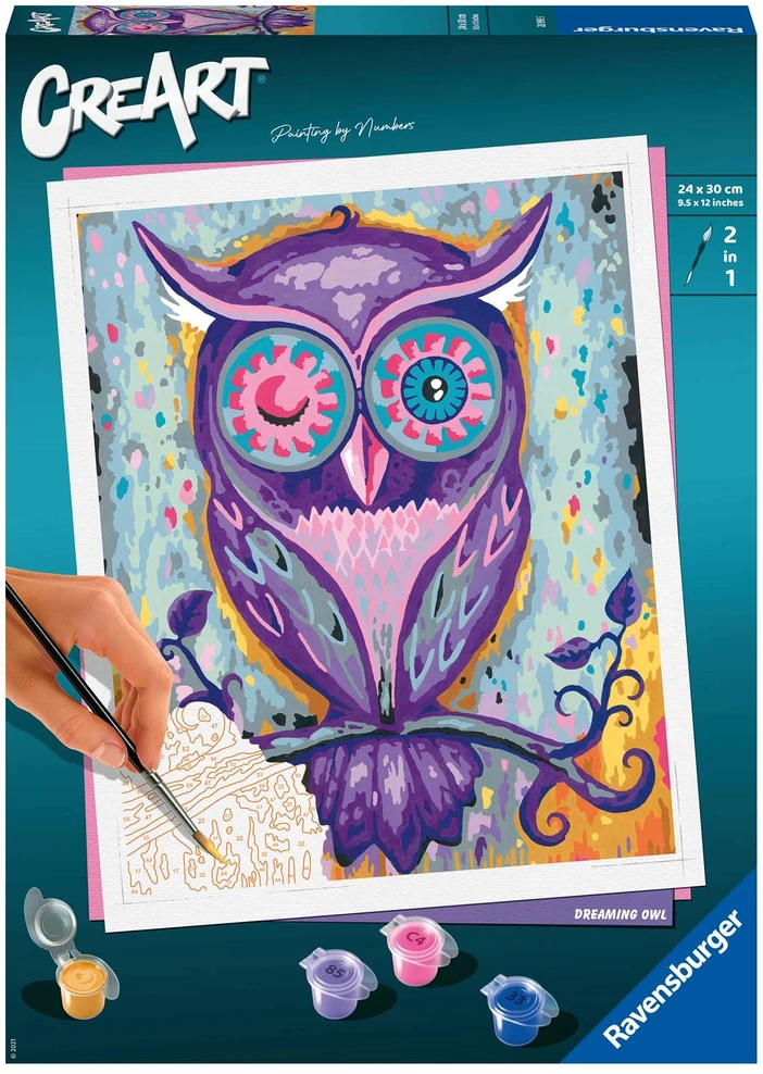 Tapymas pagal skaičius CreArt Dreaming Owl 28990 Ravensburger