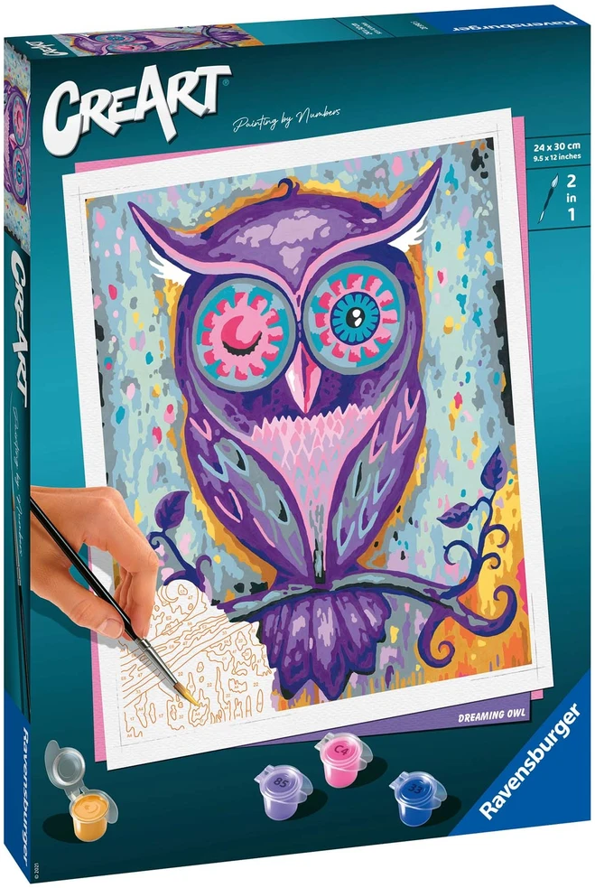 Tapymas pagal skaičius CreArt Dreaming Owl 28990 Ravensburger
