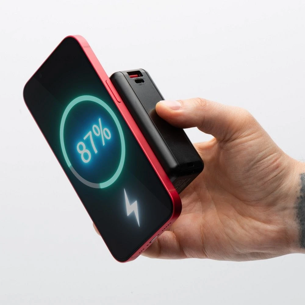 Daugiafunkcis įkroviklis Forcell F-Energy 6in1 USB A + USB C PD 45W + išorinė baterija 15000 mAh + belaidis įkrovimas 15W juodas