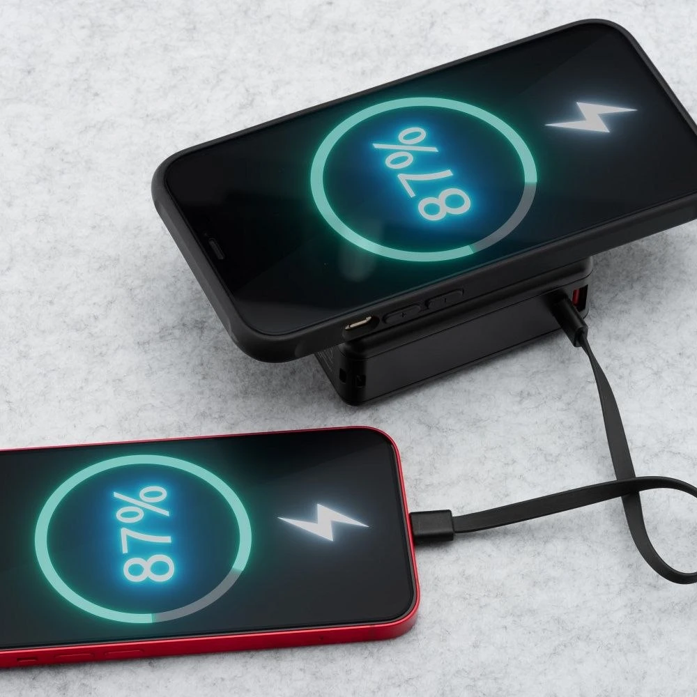 Daugiafunkcis įkroviklis Forcell F-Energy 6in1 USB A + USB C PD 45W + išorinė baterija 15000 mAh + belaidis įkrovimas 15W juodas