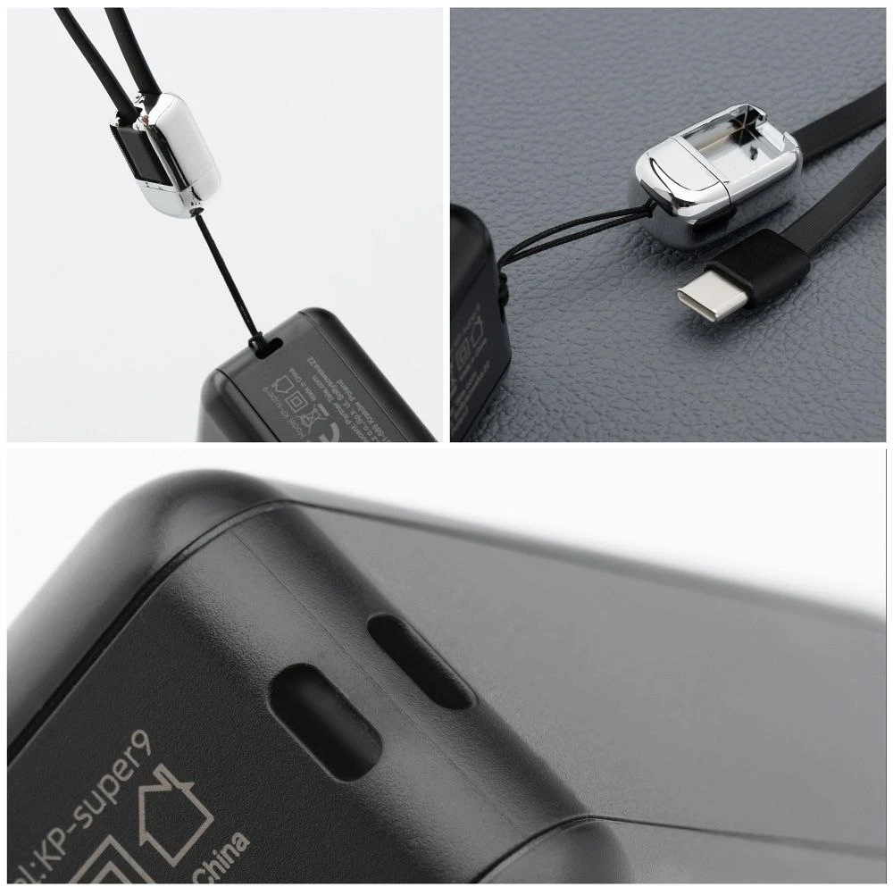 Daugiafunkcis įkroviklis Forcell F-Energy 6in1 USB A + USB C PD 45W + išorinė baterija 15000 mAh + belaidis įkrovimas 15W juodas