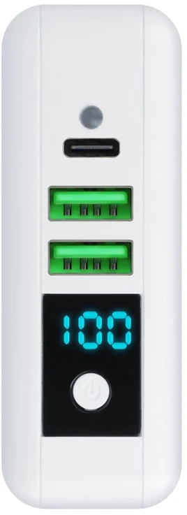 Daugiafunkcis įkroviklis Forcell F-Energy 4in1 2 x USB A + USB C 15W + išorinė baterija 8000mAh + belaidis įkrovimas baltas