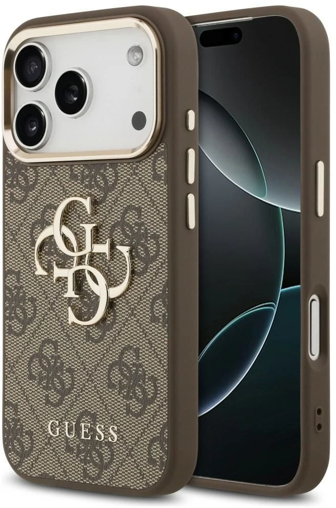 Dėklas Guess 4G Big 4G Classic Logo skirtas iPhone 18 Pro / iPhone 17 Pro rudas auksinis