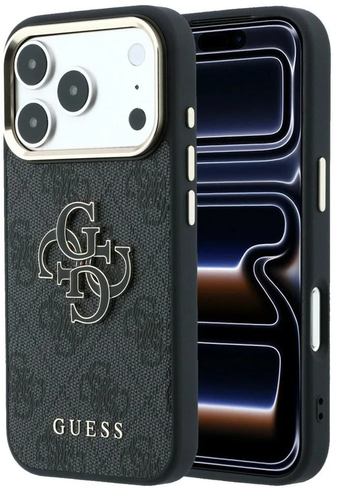 Dėklas Guess 4G & Big Resin Logo, skirtas iPhone 18 Pro Max / iPhone 17 Pro Max, juodas