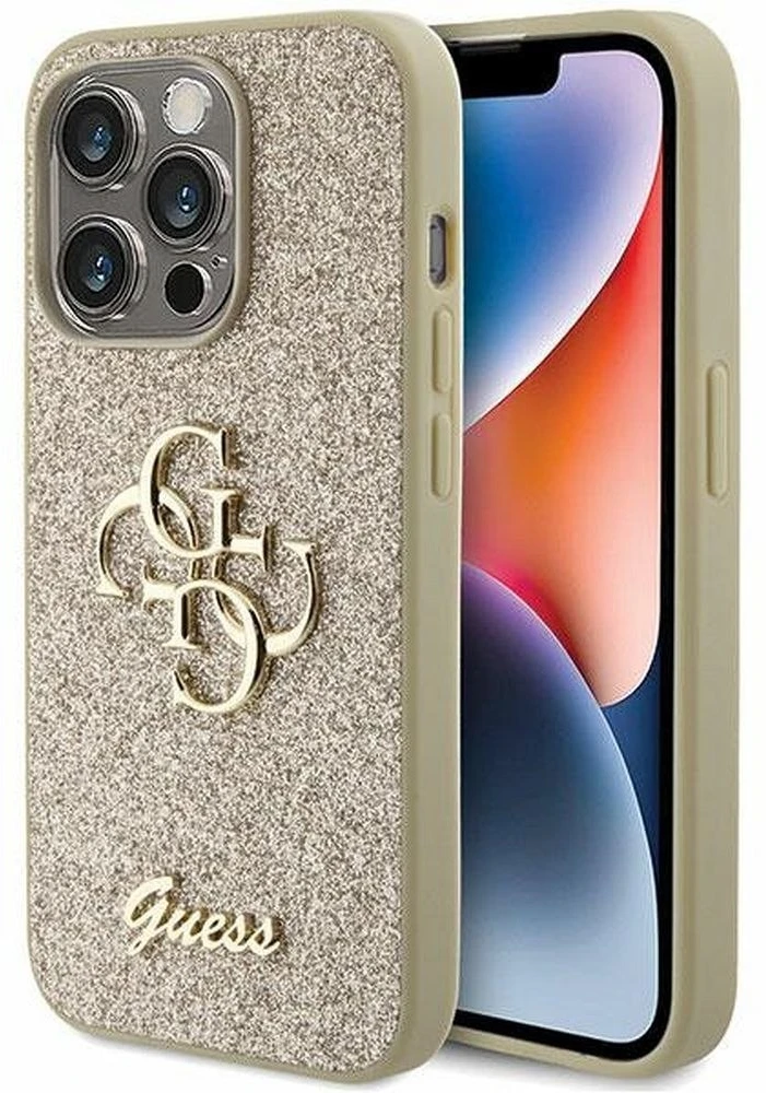 Dėklas GUESS GUHCP15LHG4SGD IPHONE 15 PRO 6.1 "GOLD/GOLD HARDCASE GLITTER SCRIPT BIG 4G