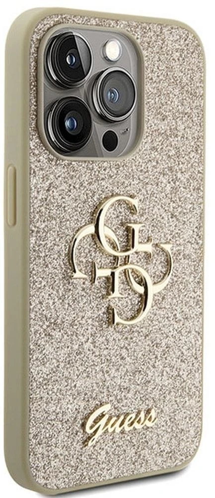 Dėklas GUESS GUHCP15LHG4SGD IPHONE 15 PRO 6.1 "GOLD/GOLD HARDCASE GLITTER SCRIPT BIG 4G