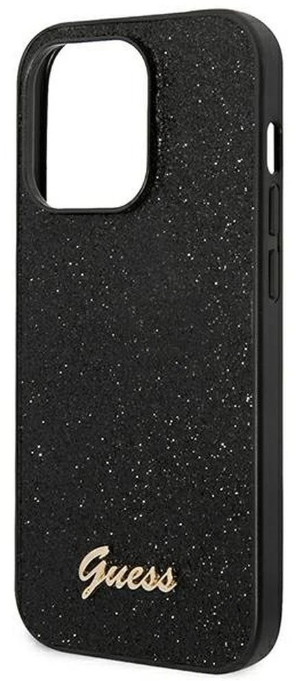 Guess GUHCP14LHGGSHK iPhone 14 Pro 6,1″ juodos spalvos kietas dėklas Glitter Script