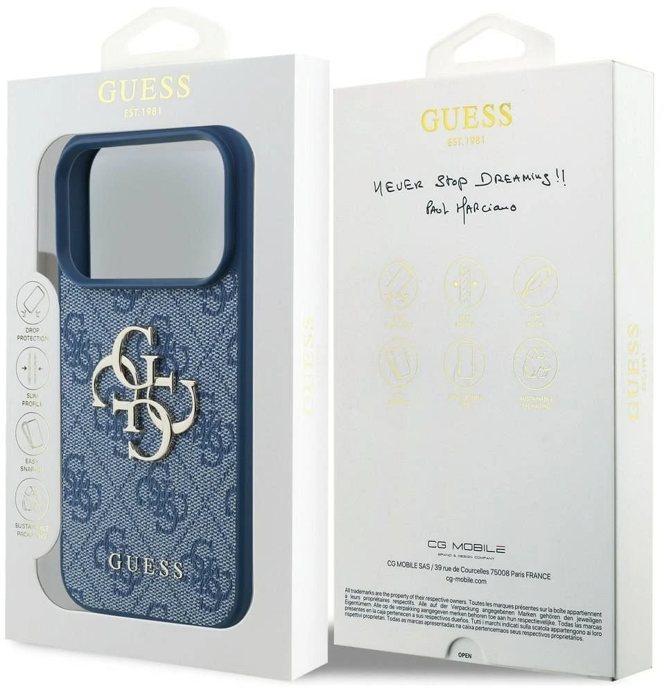 Dėklas Guess 4G Big Logo Case, skirta iPhone 17 Pro / 18 Pro - Mėlyna