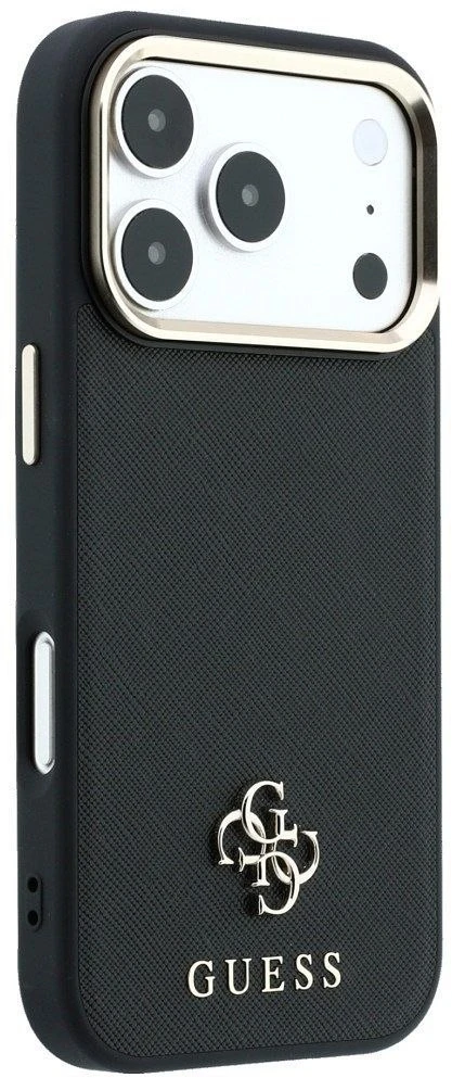 Dėklas Guess Saffiano Small 4G & Classic Logo MagSafe Case, skirtas iPhone 17 Pro Max / 18 Pro Max – Juoda