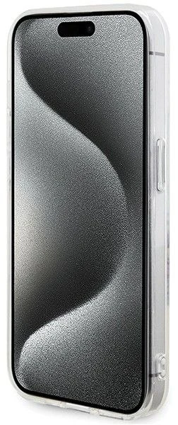 GUESS GUHMP15XHFWFFCT IPHONE 15 PRO MAX 6,7 col. permatomas kietas dėklas IML FLOWERS WREATCH MAGSAFE