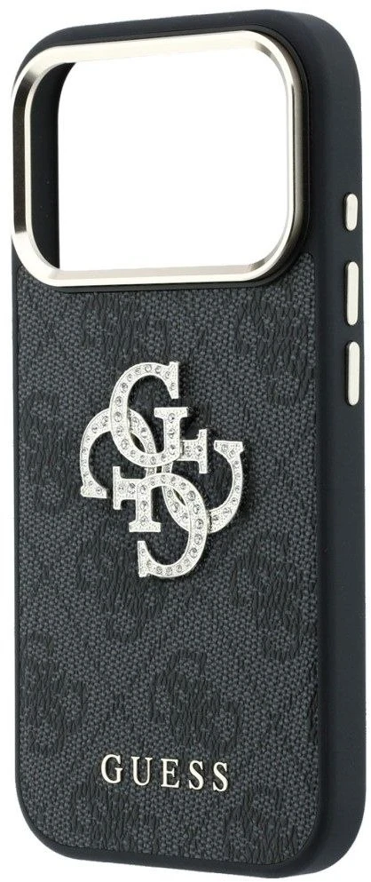 Dėklas Guess 4G & Big Strass Logo Case, skirta iPhone 17 Pro Max / 18 Pro Max – Juoda