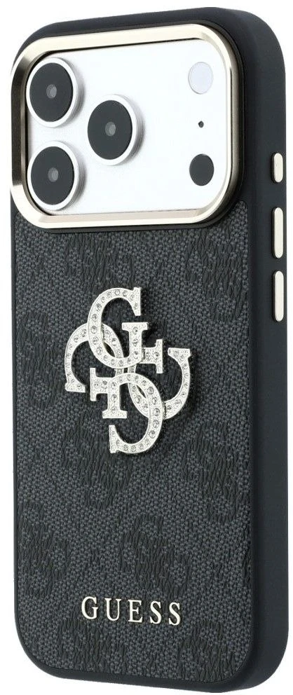 Dėklas Guess 4G & Big Strass Logo Case, skirta iPhone 17 Pro Max / 18 Pro Max – Juoda