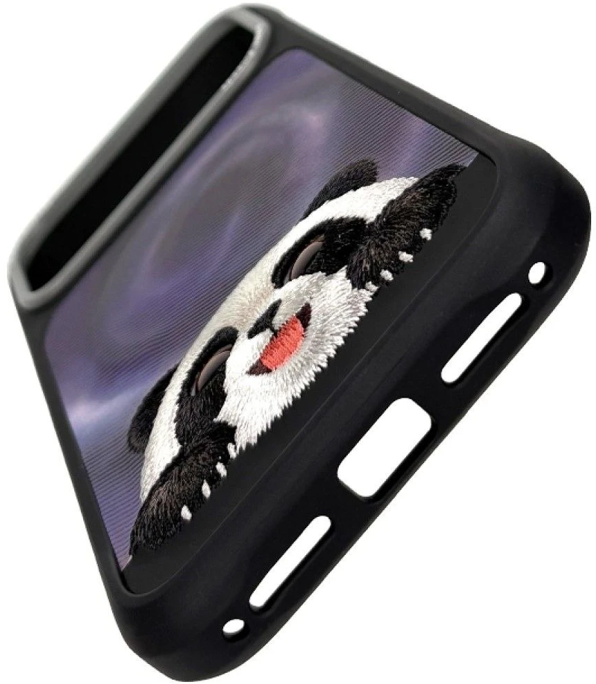 NIMMY dėklas BIG EYED LYING GIANT PANDA, suderinamas su MagSafe, skirta IPHONE 18 Pro/17 Pro, juodas