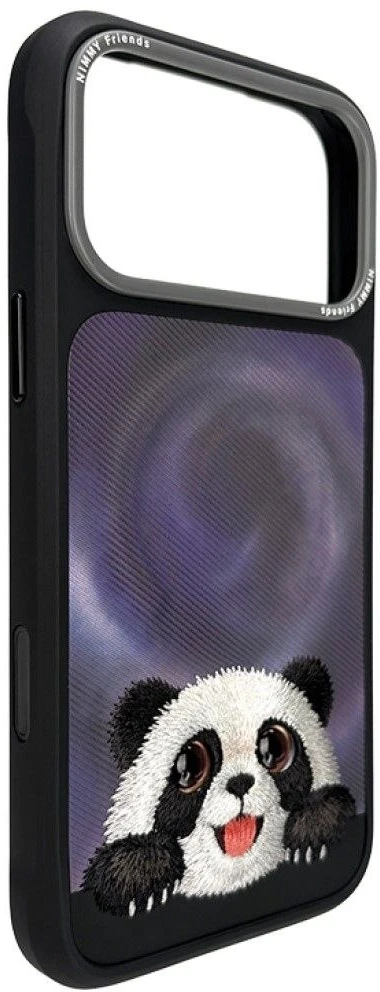 NIMMY dėklas BIG EYED LYING GIANT PANDA, suderinamas su MagSafe, skirta IPHONE 18 Pro/17 Pro, juodas