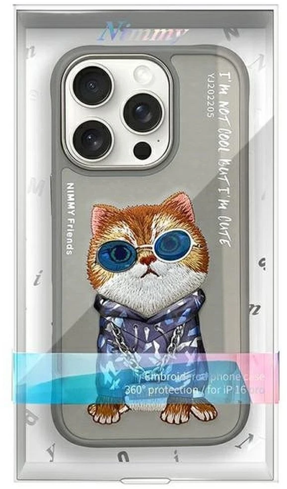 Nimmy dėklas iPhone 16 Pro Max 6,9" pilkas Glasses Cool Cat