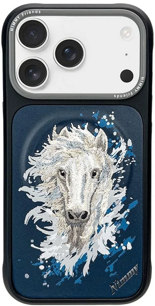 NIMMY dėklas HORSE, suderinamas su MagSafe, skirtas IPHONE 18 Pro Max/17 Pro Max, tamsiai mėlynas
