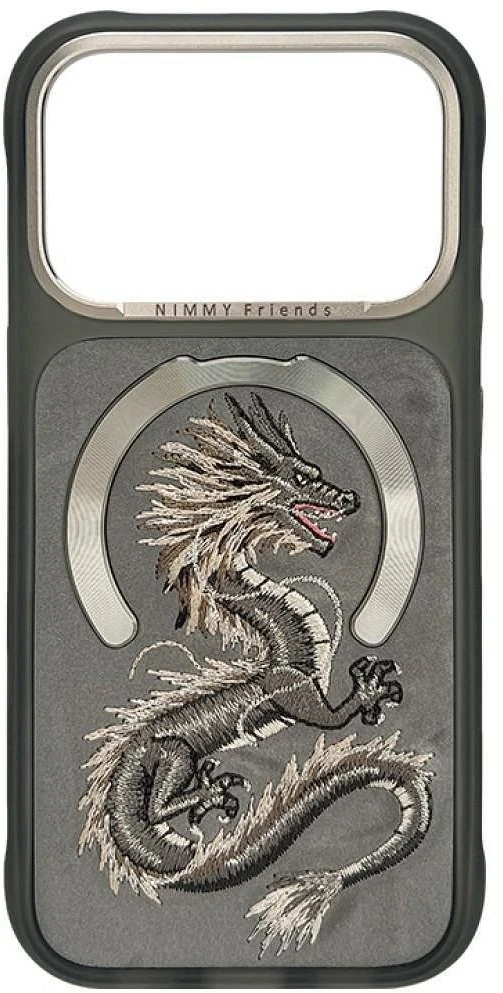 NIMMY dėklas MAGNETIC FANTASY ANIMAL DRAGON, suderinamas su MagSafe, skirtas IPHONE 18 Pro Max/17 Pro Max, pilkas