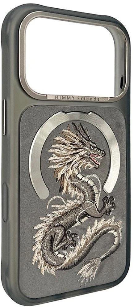 NIMMY dėklas MAGNETIC FANTASY ANIMAL DRAGON, suderinamas su MagSafe, skirtas IPHONE 18 Pro Max/17 Pro Max, pilkas