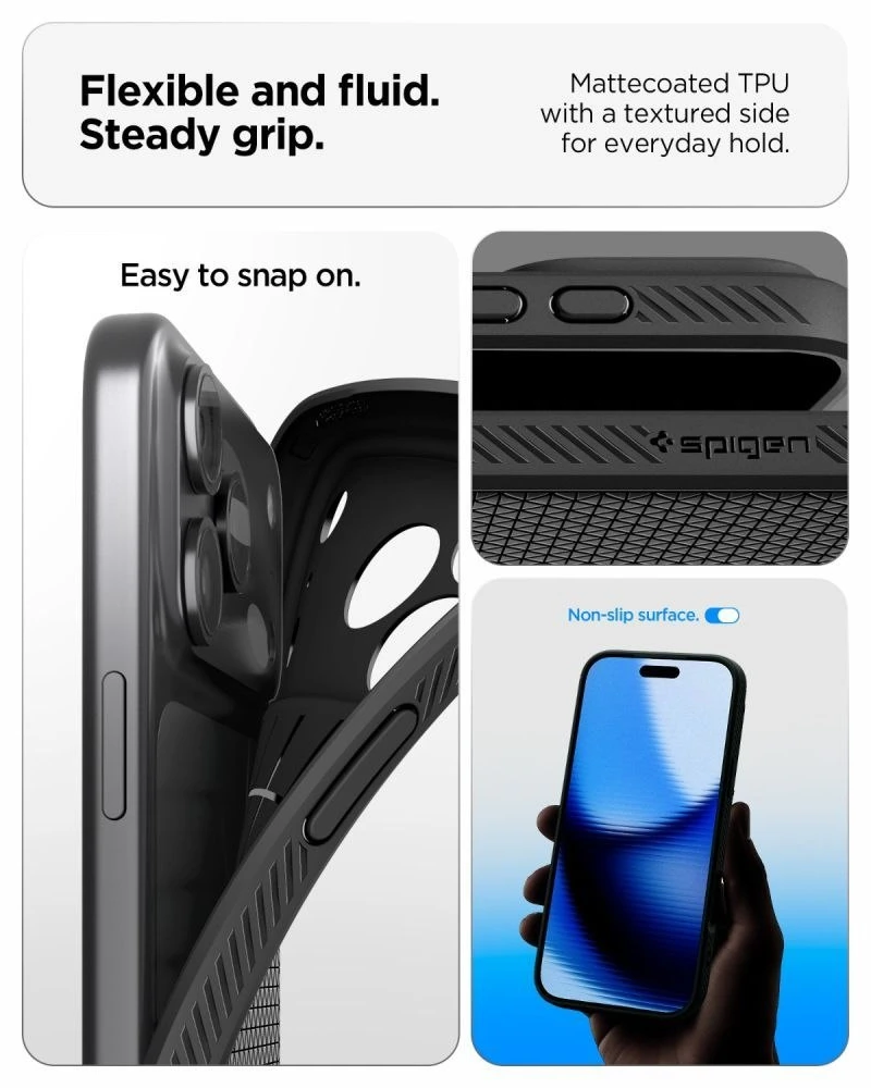 Dėklas Spigen Liquid Air Case for iPhone 18 Pro / 17 Pro - Matte Juodas