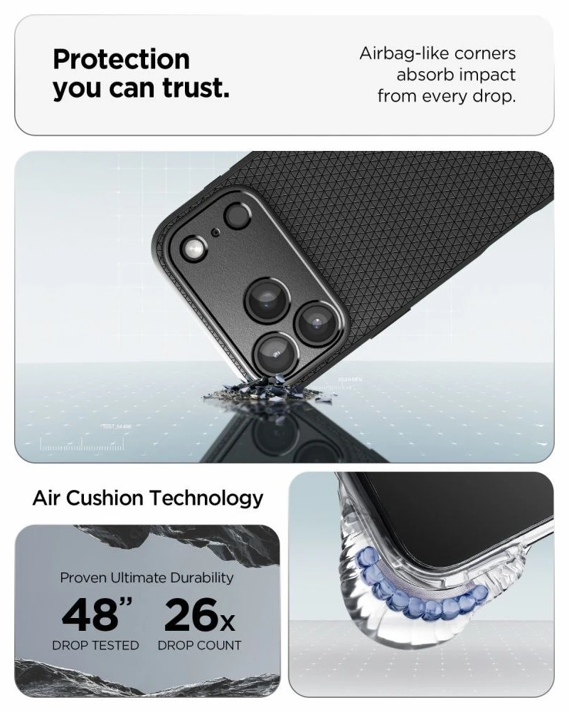 Dėklas Spigen Liquid Air Case for iPhone 18 Pro / 17 Pro - Matte Juodas