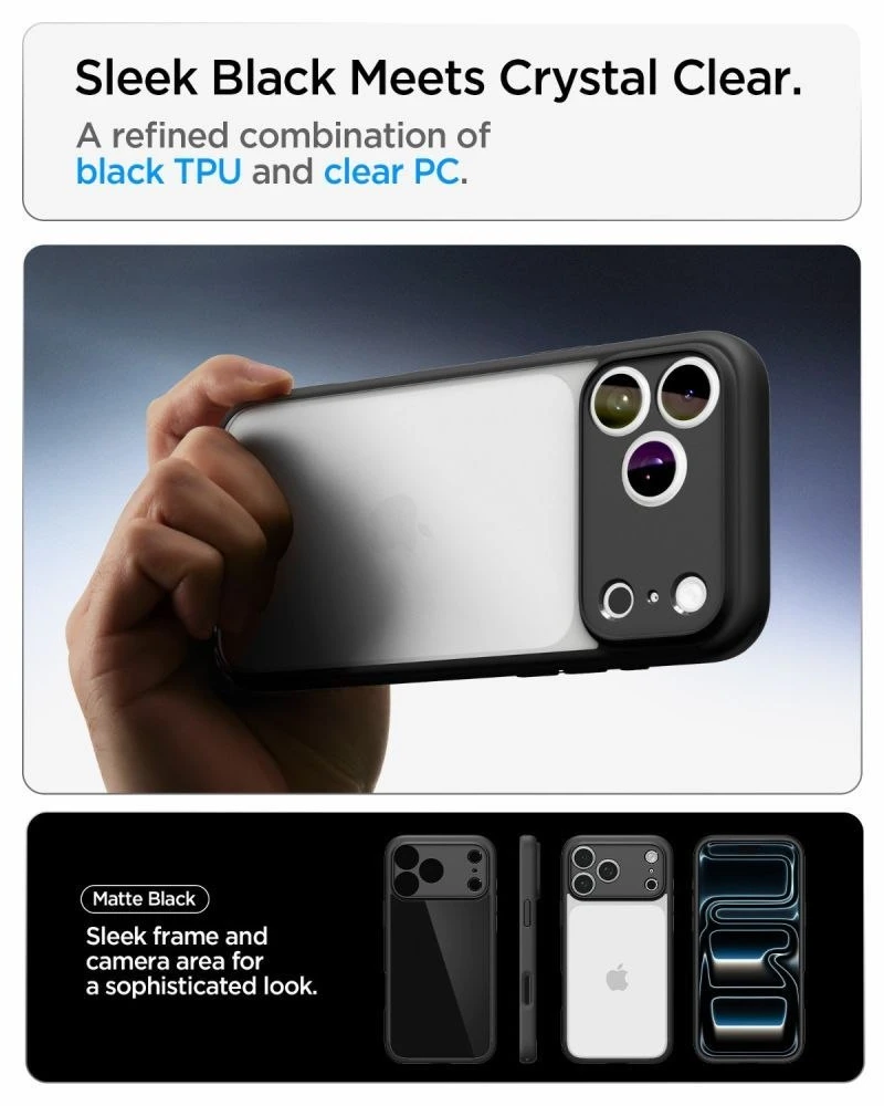 Spigen Ultra Hybrid dėklas iPhone 18 Pro Max / 17 Pro Max - matinis juodas