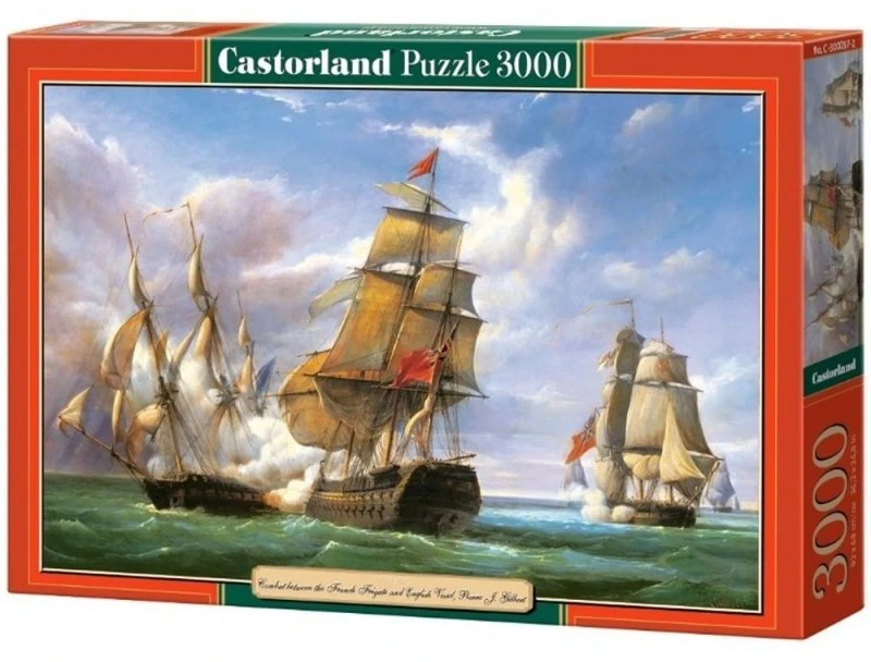 Castorland Dėlionė 3000 vnt. - Prancūzijos fregatos "La Canonniere" ir anglų laivo "The Tremendous" mūšis