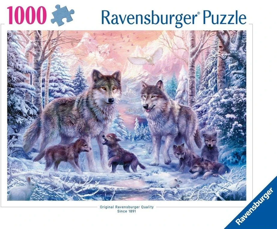 Dėlionė Ravensburger 1000 dalių sniego vilkai
