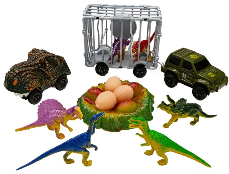 Didelė lenktynių automobilių trasa su dinozaurų parku 240 detalių