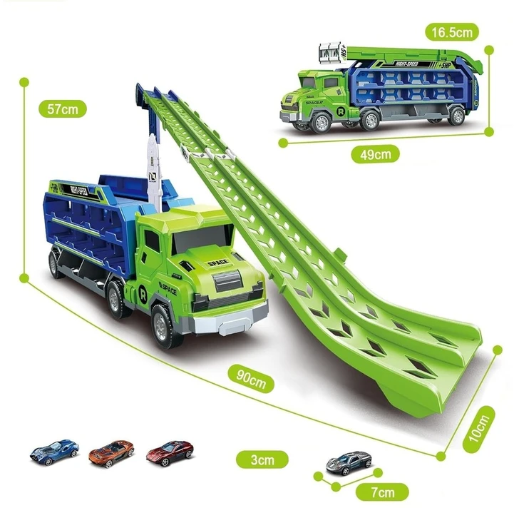 Didelė sunkvežimio transportavimo mašina su paleidimo įranga automobiliams
