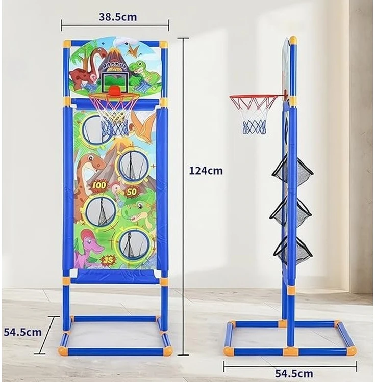 Didelis 3in1 žaidimų rinkinys su šaudymo taikiniu ir krepšiniu
