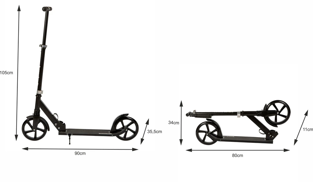 Bauerkraft Miesto paspirtukas vaikams ir paaugliams, sulankstomas, reguliuojamo aukščio 95-105 cm, ratukai 200 mm