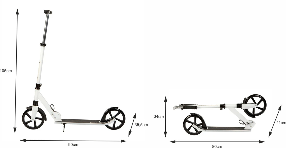 Bauerkraft Miesto paspirtukas vaikams ir paaugliams, sulankstomas, reguliuojamo aukščio 95-105 cm, ratukai 200 mm